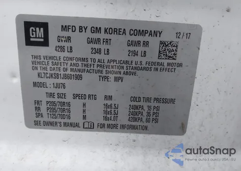 2018 Chevrolet Trax Ls from USA, damaged, VIN KL7CJKSB1JB601909